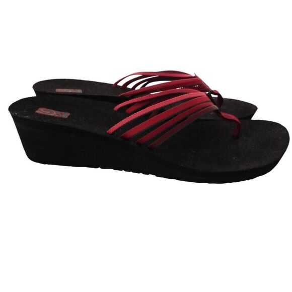 Teva Mush Womens Wedge Flip Flops Size 11 Pink Ombre Wedges Lightweight - Picture 1 of 7